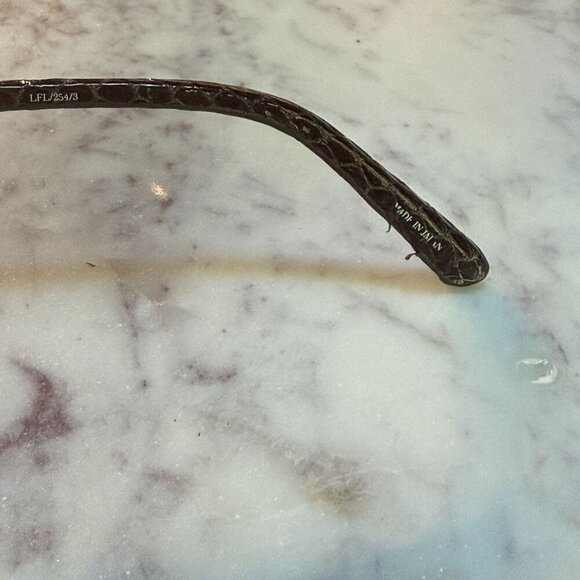 Linda Farrow Rose Gold Titanium Snakeskin Folding Blinker Aviator Sunglasses - Picture 12 of 14